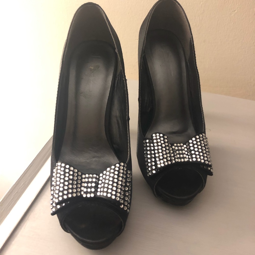 Satin and bling heels